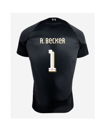 Alisson Becker 1 2019-2020 Liverpool Away Short Sleeve Goalkeeper Football Soccer T-Shirt Kids 