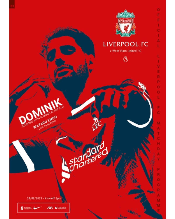 Matchday Programme 4 LFC Vs West Ham 24 09 23 Matchday programme 4 lfc vs west ham 24 09 23