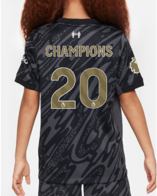 LFC Nike Youth 24/25 Black Goalkeeper Stadium Jersey - CHAMPIONS 20