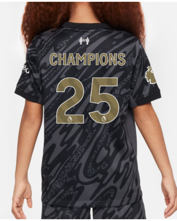LFC Nike Youth 24/25 Black Goalkeeper Stadium Jersey - CHAMPIONS 25