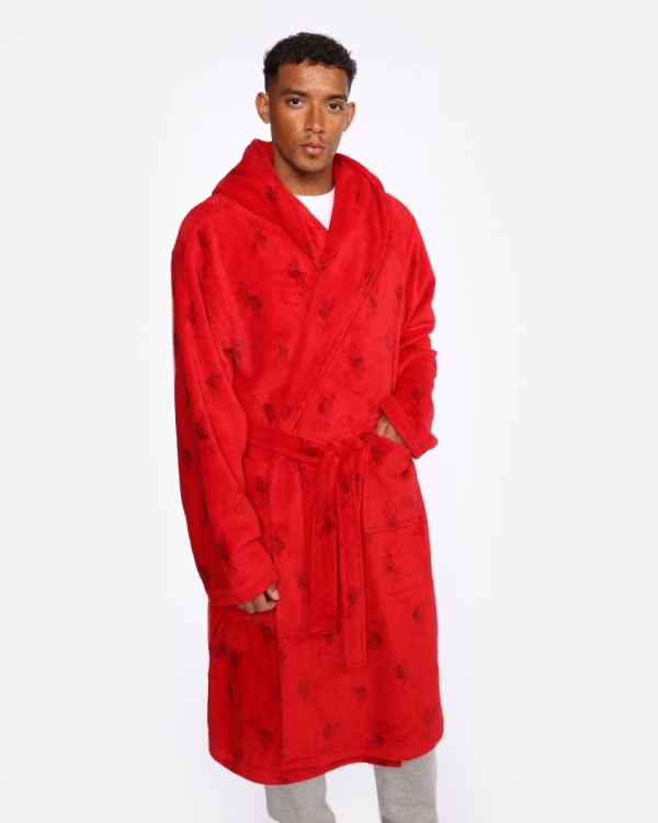 LFC Mens Hooded Dressing Gown Red