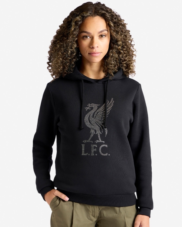 LFC Womens Liverbird Diamante Hoody Black