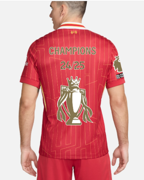 LFC Nike Mens 24/25 Home Stadium Jersey - CHAMPIONS 24/25 & Gold Trophy