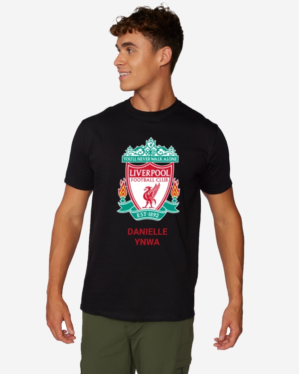 Personalise your LFC Colour Crest Personalised Black Tee at the Official LFC Online Store