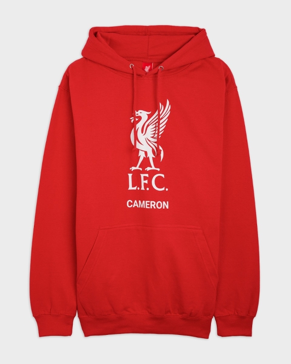 LFC White Liverbird Personalised Red Hoody