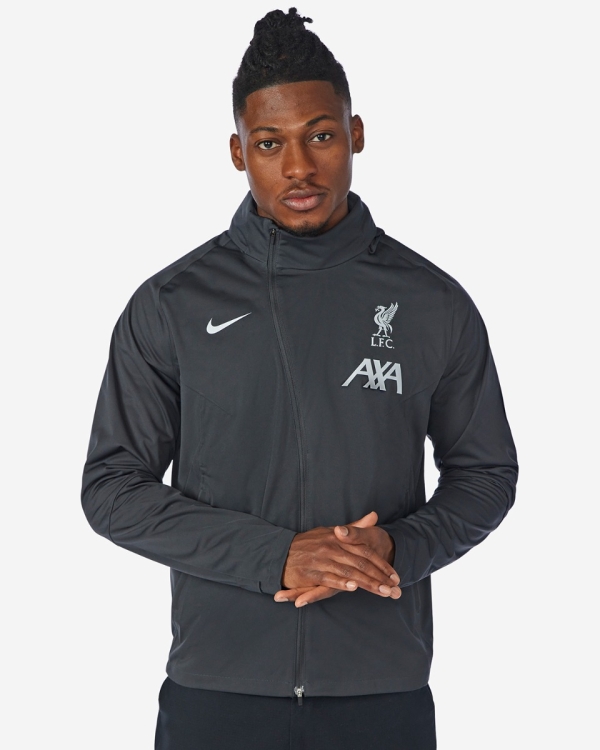 LFC Nike Mens 23 24 Strike Hooded Rain Jacket Grey