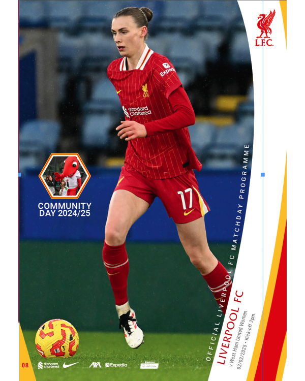 WLS Matchday Programme 8 - LFC W VS West Ham W - 02.02.2025