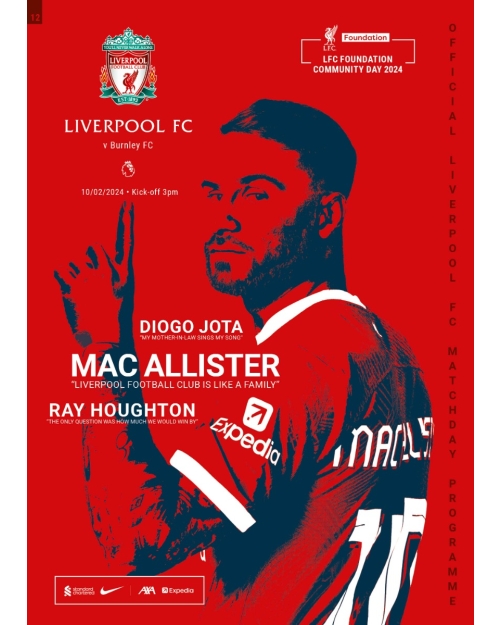 Matchday Programme 20 - LFC Vs Burnley - 10/02/24