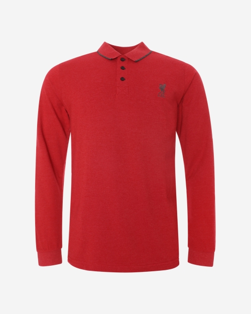 LFC Mens Long Sleeve Red Marl Polo