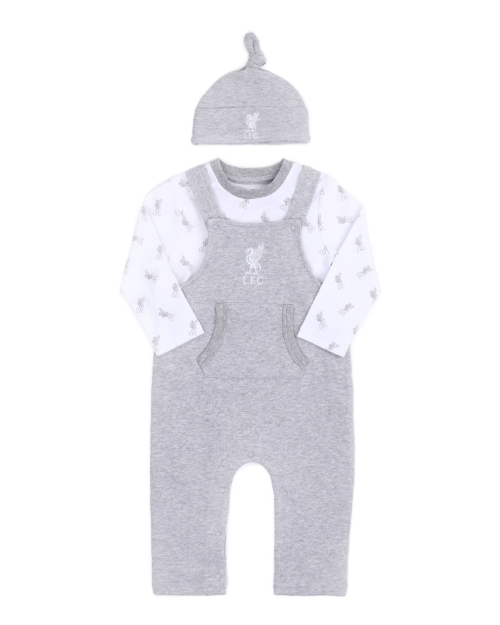 LFC Baby 3 Piece Set Dungarees White & Grey