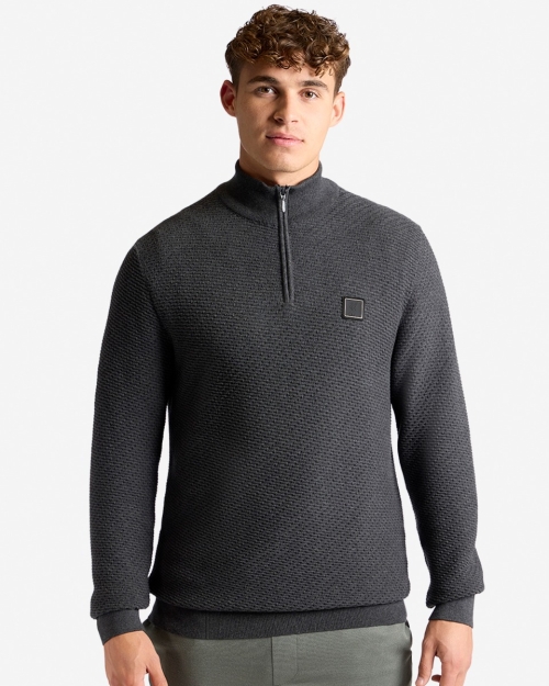 LFC Mens Firma 1/4 Zip Knit Charcoal