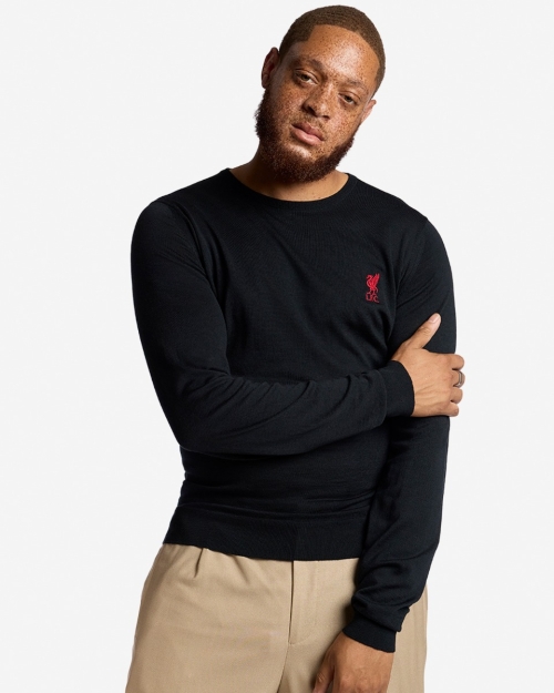 LFC X John Smedley Mens Crew Neck Pullover Black