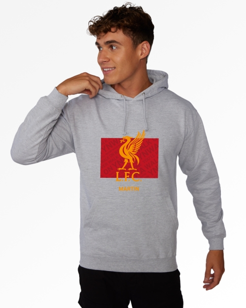 LFC Liverbird Personalised Grey Hoody