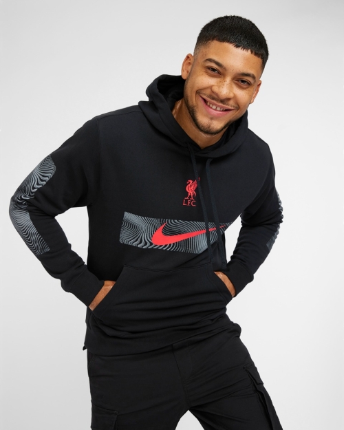 LFC Nike Mens Black Club Pullover Hoodie 22/23