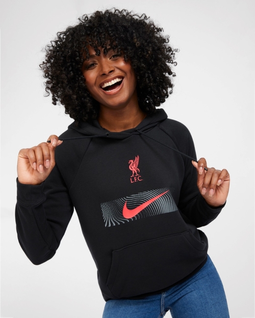 LFC Nike Womens Black Fleece Pullover Hoodie 22/23