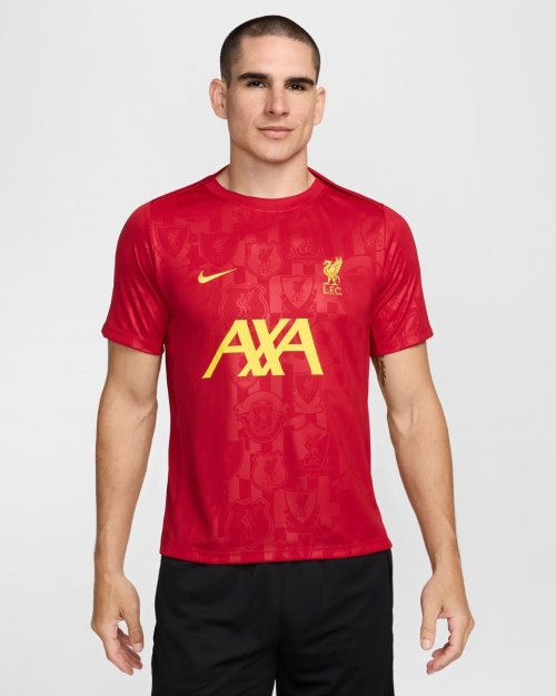 LFC Nike Mens 24/25 Home Pre-Match Short Sleeve Top Gym Red