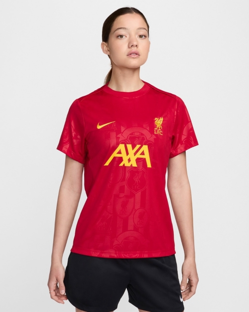 LFC Nike Womens 24/25 Home Pre-Match Short Sleeve Top Gym Red