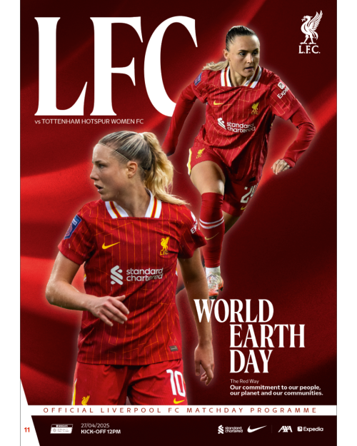 WSL Matchday Programme 11 - LFC W VS Tottenham W - 27.04.2025