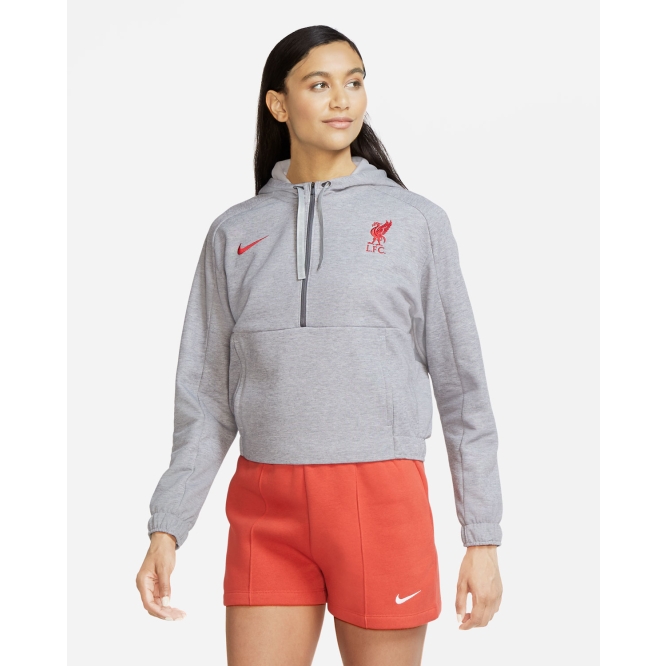 LFC Sweat a capuche court a demi zip Nike gris fonce pour femes