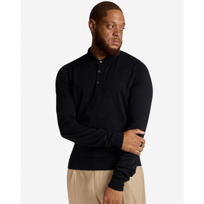 【新品】JOHN SMEDLEY ブラック L 長袖ウールポロシャツ JOHN SMEDLEY（ジョンスメドレー） 長袖 ポロシャツ DORSET エクストラ