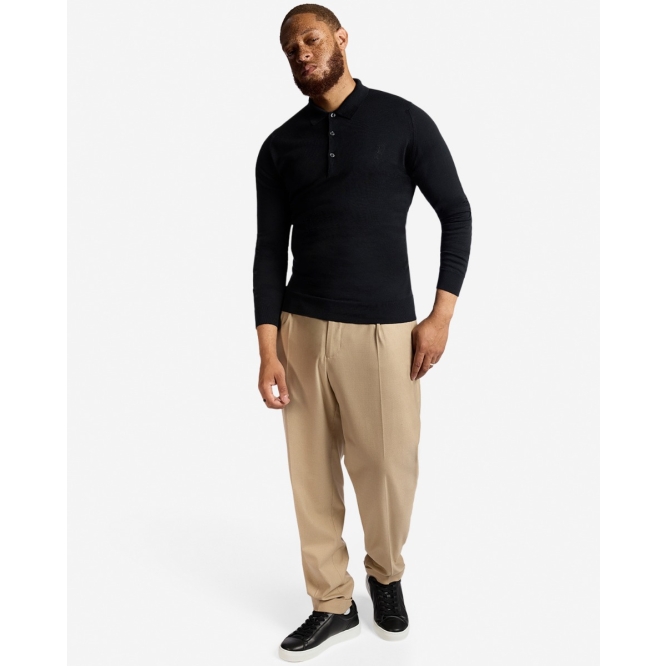 LFC X John Smedley Extra Fine Merino Wool Black Mens Long Sleeve