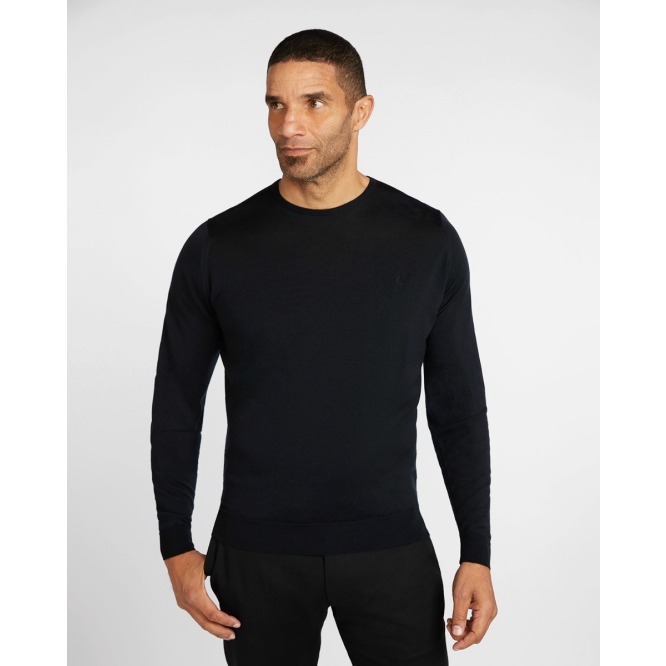 LFC X John Smedley Mens Crew Neck Pullover Jumper Black