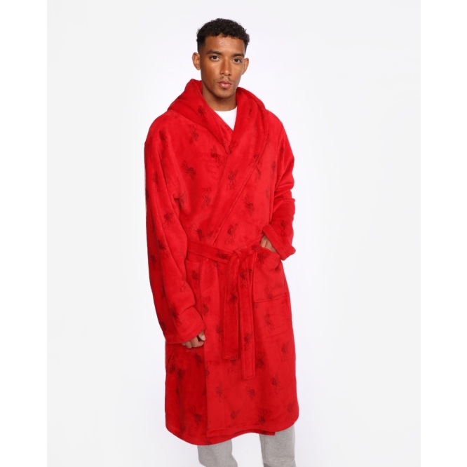 LFC Mens Hooded Dressing Gown Red