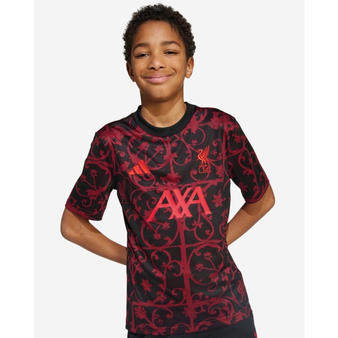 LFC adidas Youth 25/26 Short Sleeve Pre-Match Shirt Black
