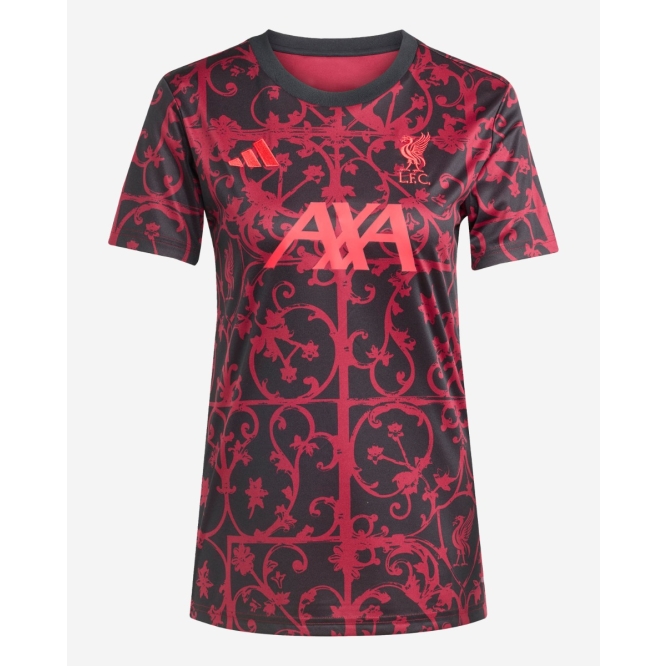 LFC adidas Womens 25/26 Short Sleeve Pre-Match Shirt Black