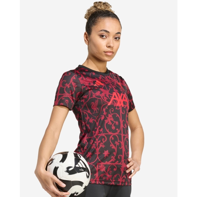 LFC adidas Womens 25/26 Short Sleeve Pre-Match Shirt Black