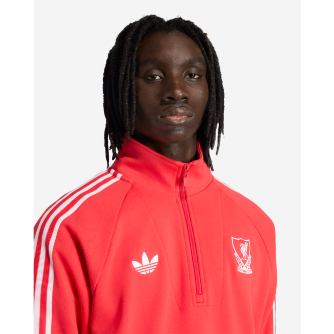 LFC adidas Originals Mens Half Zip Top Red