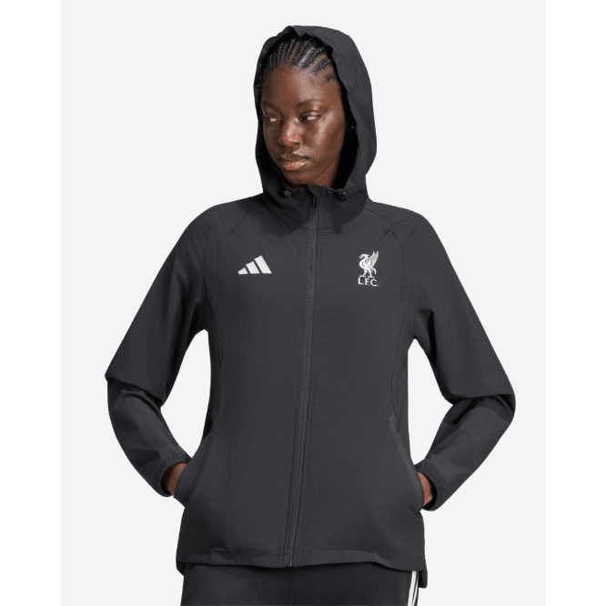 LFC adidas Womens Tiro Travel Full Zip Windbreaker Black