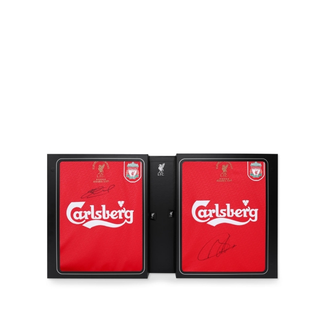 LFC 署名入りジェラード&ベニテスデュアルボックスシャツ