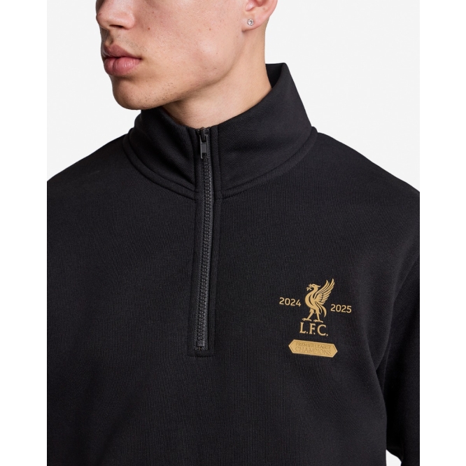 LFC Mens Champions 1/4 Zip Sweater Black