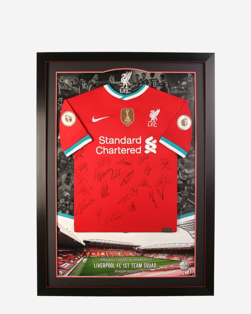 Liverpool FC サイン入り 20/21 スクォッドシャツ（額入り）