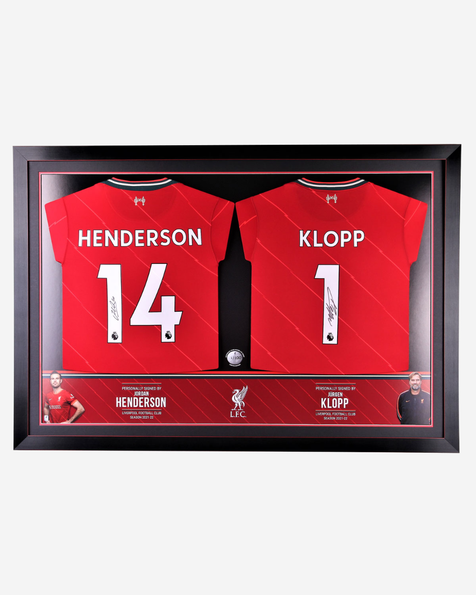 【額装あり】Liverpool FC 21-22 ヘンダーソン&クロップのサイン入りTシャツ