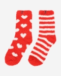 LFCの女性の赤くクリーム色の寝る靴下の2個セット