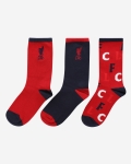 LFC chaussettes rouges et bleues marine (pack de trois) pour enfants