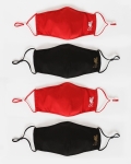 LFC Adults 4 Pack Shaped Black & Red Face Cover