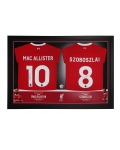 LFC Signed Mac Allister & Szoboszlai Dual Framed Shirt