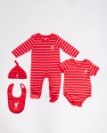 LFC 4 Piece Red Striped Babywear Set