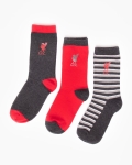 LFC Junior Boys 3pk Design Socks Charcoal Red