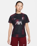 LFC Nike Womens 23/24 Short Sleeve Pre-Match Shirt Grey & Red