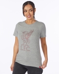 Camiseta de Liverbird Stud LFC gris jaspeado para mujeres 