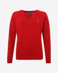 LFC Womens Red V Neck Merino Jumper
