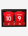 LFC 21-22 Firmino & Mane Signed Dual Framed Shirt