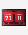 LFC Signed 22-23 Diaz & Salah Framed Shirt