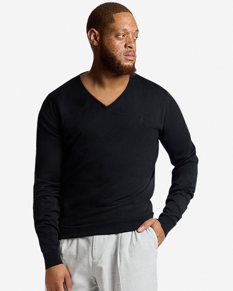 LFC X John Smedley Mens V Neck Pullover Black