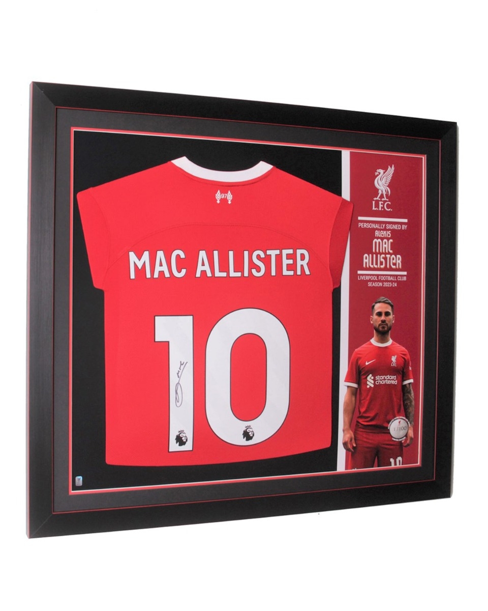 LFC Signed 23/24 Mac Allister Framed Shirt