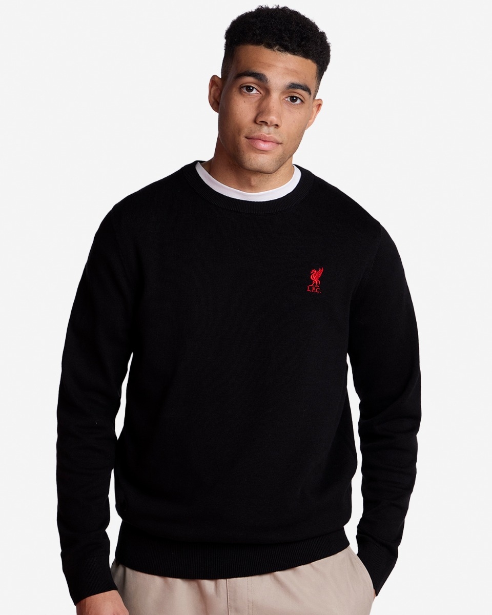 LFC Mens Crew Neck Knit Sweatshirt Black